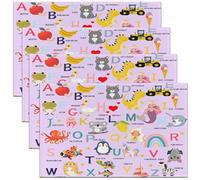 Homemissing ABC Pattern Place Mat for Kitchen Dining 45X30cm Cute Alphabet Learning Table Mats for Children 26 Letters Cartoon Animal Educational English Alphabet Placemats Set of 4 Room Decor