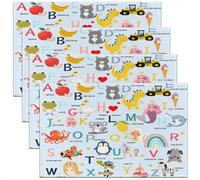 Homemissing ABC Pattern Place Mat for Kitchen Dining 45X30cm Cute Alphabet Learning Table Mats for Children 26 Letters Cartoon Animal English Alphabet Educational Placemats Set of 4 Room Decor