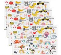 Homemissing ABC Pattern Place Mat for Kitchen Dining 45X30cm Cute Alphabet Learning Table Mats for Children 26 Letters English Alphabet Cartoon Animal Educational Placemats Set of 4 Room Decor