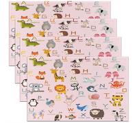 Homemissing ABC Pattern Table Mats 45X30cm Kids Cute Alphabet Learning Educational Place Mat for Kitchen Dining for Boys Girls Teens 26 Letters English Alphabet Cartoon Animal Placemats Set of 4