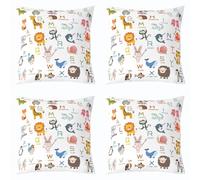 Homemissing ABC Pattern Throw Pillow Covers 40x40cm Set of 4 Soft Kids Cute Alphabet Learning Decor Pillowcases for Boys Girls Teens 26 Letters English Alphabet Cartoon Animal Educational Cushion Case