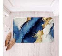 Homemissing Abstract Art Bathroom Rugs Microfiber 20x32Inch Dark Blue Oil Painting Art Bath Mats Non-Slip Modern Marble Aesthetic Bathroom Accessories Floor Doormats Soft Door Mat