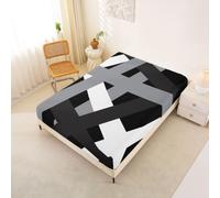Homemissing Abstract Art Fitted Sheet Double Gray Black Stripes Design