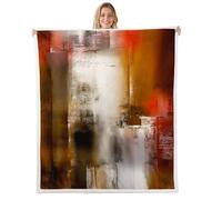Homemissing Abstract Brown Sherpa Throw Blanket for Couch Rust Gray Burnt Orange Super Soft Cozy Fleece Ombre Blanket for Winter, Plush Throw Rustic Modern Single 50x60InchAll Season