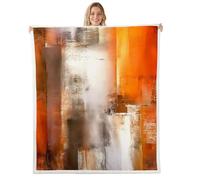 Homemissing Abstract Burnt Orange Fleece Throw Blanket Orange and Grey Modern Sherpa Blanket for Kids Women Men Plush Fuzzy Retro Rustic Vintage Single 50x60Inch Ombre Oil Art for Bed Couch Chair