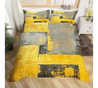 Homemissing Abstract Duvet Cover Set Double Size Boys Girls Modern Abstract Art Bedding Set Breathable Soft Luxury Duvet Cover 3Pcs Geometric Bedroom Decor Gray Yellow
