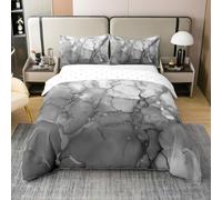 Homemissing Abstract Marble Kids Bedding Set,Boys Girls Single Size,Grey Duvet Cover 100% Cotton,Ink Fluid Art Soft Comforter Cover Set,Abstract Art Bedspread Cover Luxury Marbling Texture