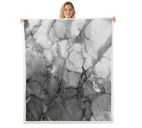 Homemissing Abstract Marble Kids Fleece Throw Blanket,Queen 90x90Inch,Grey Sherpa Blanket Plush Fuzzy,Ink Fluid Art Ultra Soft for Bed Couch Chair Living Room,Abstract Art Luxury Marbling Texture