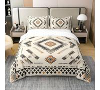 Homemissing Abstract Tribal Ethnic 100% Cotton Duvet Cover Set Single Size For Kids Boys Girls Aztec Western Southwest Native Bedding Set Bohemian Style Duvet Cover with 1 Pillowcase Geometric Bedding
