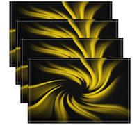 Homemissing Abstract Yellow Black Placemats Set of 4 45X30cm Stripes Placemat for Kitchen Dining Table Decor Indoor Outdoor Geometric Table Place Mats, Swirl Modern Striped Art