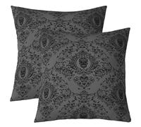 Homemissing Adults Black Damask Throw Pillow Covers Antique Victorian Baroque Decorative Throw Pillowcases 40x40cm Set of 2 Soft Gothic Vintage Floral Pillow Cases Cushion Covers Exotic Sugar Skull