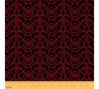 Homemissing Adults Gothic Fabric by The Yard 1 Yard (L92*W150cm) Vintage Rose Boho Decorative Waterproof Outdoor Fabric Black Red Damask Upholstery Fabric for Chairs Luxury Farmhouse Outdoor Fabric