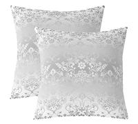 Homemissing Adults Silver Damask Throw Pillow Covers Antique Victorian Baroque Decor Throw Pillowcases 55x55cm Set of 2 Soft Gothic Vintage Floral Flower Pillow Cases Cushion Covers Bohemian Exotic