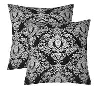 Homemissing Adults White Damask Throw Pillow Covers Antique Victorian Baroque Decorative Throw Pillowcases 50x50cm Set of 2 Soft Gothic Vintage Floral Pillow Cases Cushion Covers Exotic Sugar Skull
