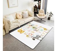 Homemissing Alphabet Educational Area Rug 150 * 200cm For Living Room ABC Learning Alphabet Indoor Floor Mat Cartoon Animals Decor Carpet with Non-Slip Kids Educational Accent Rug