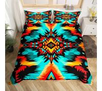 Homemissing American Native Duvet Cover Super King Size Western Aztec Bedding Set for Boys Girls Bohemian Comforter Cover Ethnic Geometric Bedroom Decor 3Pcs