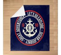 Homemissing Anchor Decor Fleece Throw Blanket Baby 30x40Inch Kids Nautical Themed for Boys Teens Ocean Flannel Blanket Plush Fuzzy Coastal Sea Adventure Room Decor