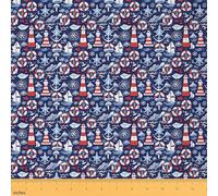 Homemissing Anchor Upholstery Fabric Anchor Lighthouse Decor Fabric by The Yard Ocean Blue Waterproof Outdoor Fabric Women Men Sea Decor Outdoor Fabric 1 Yard(L92*W150cm)