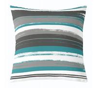 Homemissing Aqua Blue Grey Throw Pillow Covers 1 Pcs Striped Modern Square Cushion Covers Abstract Pillow Case Geometric Cushion Case for Couch SofaBedroom Decor 40x40cm