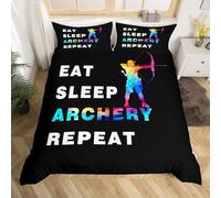 Homemissing Archery Bedding Set Double Size Kids Ball Gaming Comforter Cover Set for Boys Girls Teens Eat Sleep Archery Duvet Cover Sports Theme Bedspread Cover (No Comforter)