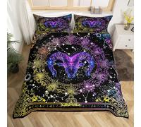 Homemissing Aries Constellation Duvet Cover Astrology Bedding Set for Kids Boys Girls Teens Room Decor Zodiac Psychedelic Comforter Cover Set Single Size Horoscope Bedspread Cover 2Pcs Zipper