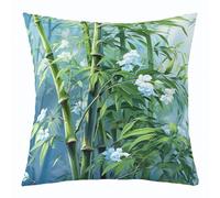 Homemissing Bamboo Pattern Throw Pillow Covers 60x60cm Set of 1 Green Blue Cushion Case Nature Plants Decorative Pillowcase for Women Men Nutrue Theme Home Decor