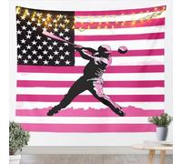 Homemissing Baseball Tapestry Large Large 58x79 Inch Pink American Flag Wall Hanging Blanket Sports Game Wall Art for Living Room Bedroom Decoration Gift for Baseball Lover