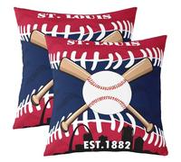 Homemissing Baseball Throw Pillow Covers Set of 2 St. Louis Cushion Covers Baseball City Pillow Case for Couch Sofa Sports Game Cushion Case Kids Boys Girls Bedroom Decor 45x45cm