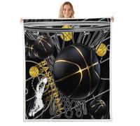 Homemissing Basketball Fleece Throw Blanket Baby 30x40Inch Basketball Court Bedroom Decor Sportsman Plush Sherpa Blanket for Bed Sofa Couch Gaming Sports Room Decor