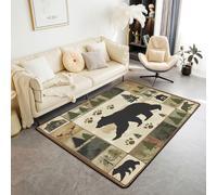 Homemissing Bear Area Rug 100 * 150cm Wild Animal Living Room Rugs for Kids Boys Girls Bedroom Rustic Cabin Country Decor Carpet with Non-Slip Backing Indoor Floor Mat Soft Polyester