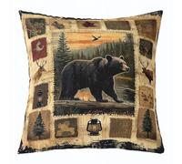 Homemissing Bear Reversible Throw Pillow Covers 45x45cm Wild Animal Pillow Covers Home Decor Rustic Cabin Country Square Cushion Covers Set of 1 Nature Wildlife Throw Pillowcases Forest