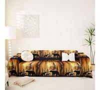 Homemissing Bear Sofa Covers Washable Rustic Cabin Country Cushion Couch Covers For Dogs Cats Pets Lakehouse Soft Sectional Cat Scratch Couch Protectors Furniture Slipcovers Non-slip,180x340cm