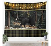 Homemissing Bear Tapestry Rustic Cabin Country Wall Art for Living Room Bedroom Nature Wildlife Bear Wall Hanging Blanket Plaid Home Decor Small Medium 51x59 Inch Wild Animal