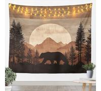 Homemissing Bear Tapestry Wild Animal Wall Art Rustic Cabin Country Wall Hanging Blanket for Living Room Bedroom Nature Wildlife Bear Home Decor Small Medium 51x59 Inch Nature