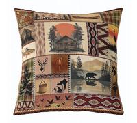 Homemissing Bear Throw Pillow Covers Cute Deer Pillow Covers for Home Sofa Bed Couch for Kids Boys Girls Wildlife Hunting Cushion Covers Rustic Cabin Lodge Pillowcases, 55x55cm Set of 1