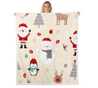 Homemissing Beige Christmas Warm Cozy Baby 30x40Inch Merry Christmas Fleece Throw Blanket for Kids Penguin Snowman Sherpa Blanket Plush Fuzzy Women Men Ultra Soft Decor Xmas Deer Elk Lightweight