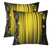Homemissing Black and Yellow Throw Pillow Covers Set of 2 Geometric Cushion Case Modern Abstract Art Decor Pillowcase Luxury Indoor Outdoor Strip Lines Super Soft 50x50cm