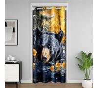 Homemissing Black Bear Door Curtain for Doorway Privacy Rustic Cabin Country Closet Cover Wild Animal Room Divider Curtain 150x203cm Floral Lake Bedroom Living Room Window Treatments