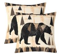 Homemissing Black Bear Throw Pillow Covers Set of 2 Rustic Cabin Country Square Cushion Covers Boho Aztec Pillow Case Wild Animal Cushion Case for Couch Sofa Bedroom Decor 45x45cm