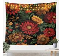 Homemissing Black Boho Floral Tapestry Farmhouse Botanical Wall Art for Living Room Bedroom Natural Theme Wall Hanging Blanket Botanical Home Decor Large Large 58x79 Inch Garden Flower
