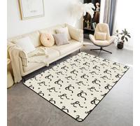 Homemissing Black Bow Area Rug 150 * 200cm Kawaii Bowknot Living Room Rugs for Kids Boys Girls Cute Red Love Heart Printed Carpet with Non-Slip Backing Princess Decor Indoor Floor Mat Soft Polyester