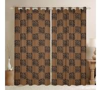 Homemissing Black Brown Zebra Checkered Blackout Curtains 2 Panels W52*L90 | Zebra Plaid Buffalo Blackout Darkening Drapes Modern Art Window Treatments, 2 Panels W52*L90 Room Decor