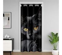 Homemissing Black Cat Door Curtain for Doorway Privacy 150x203cm 1 Panel Kids Cute Cat Print Closet Cover for Boys Girls Cartoon Kawaii Animal Room Divider Curtain Pet Animal