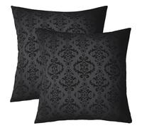 Homemissing Black Damask Pattern Throw Pillow Covers 45x45cm Set of 2 Vintage Floral Decor Pillow Case Pillowcase for Sofa Antique Victorian Baroque Cushion Cover Baroque Style Outdoor Pillows