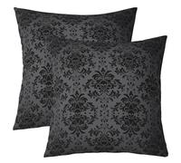 Homemissing Black Damask Throw Pillow Covers 50x50cm Set of 2 Vintage Floral Decor Pillow Case Pillowcase for Sofa Antique Victorian Baroque Cushion Cover Gothic Bone Skeleton Outdoor Pillows