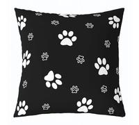 Homemissing Black Dog Paw Cushion Case Cute Dog Throw Pillow Covers 50x50cm Soft for Kids Boys Girls Decor Lovely Poppy Pet Kawaii Animal Decor Pillowcases Room Decor