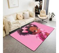 Homemissing Black Girls Decor Carpet Black Magic Bow Girl Living Room Rugs for Bedroom Area Rug 150 * 200cm for Kids Girls African American Princess Indoor Floor Mat