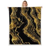 Homemissing Black Gold Sherpa Blanket Plush Fuzzy Marble Fleece Throw Blanket for Kids Boys Girls Teens Abstract Room Decor Modern Marble Aesthetic 40x50Inch Soft Microfiber