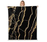 Homemissing Black Gold Sherpa Blanket Plush Fuzzy Modern Marble Aesthetic Fleece Throw Blanket for Kids Boys Girls Teens Abstract Room Decor Marble Baby 30x40Inch Soft Microfiber