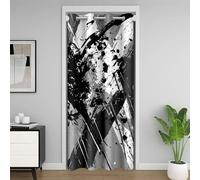 Homemissing Black Gray Abstract Art Door Curtain for Doorway Privacy,86x203cm 1 Panel,Splash ink Pattern Closet Cover,Modern Art Room Divider Curtain,Abstract Bedroom Living Room Fashion Bedroom Decor